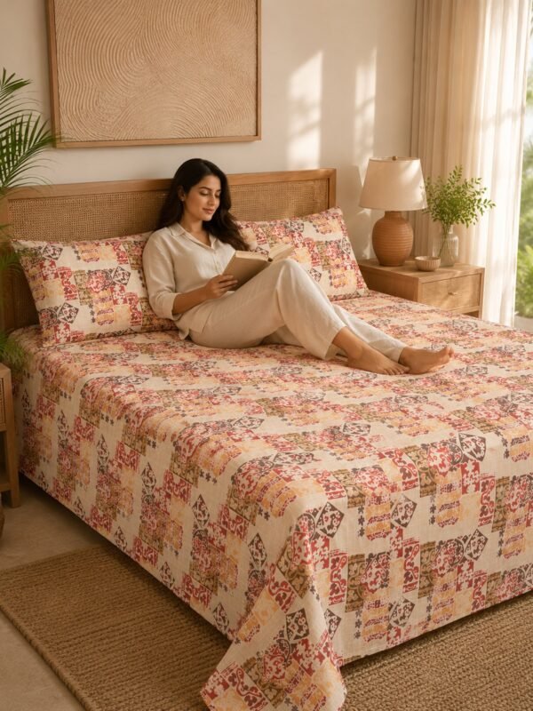 89010123190_4-1.jpg Restore Hibiscus Queen Bedsheet Set