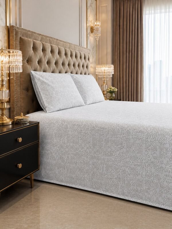 890101231935_3-1.jpg Restore Parijaat Solid King Bedsheet Set
