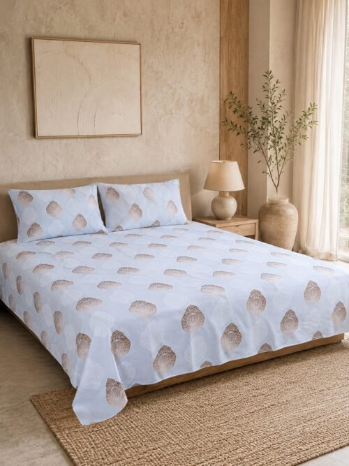 Restore Gulmohar-Timeless Heritage Collection Queen Size Bedsheet with 2 Pillow Covers