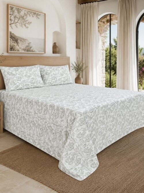 Restore Gulmohar-Timeless Heritage Collection Queen Size Bedsheet with 2 Pillow Covers