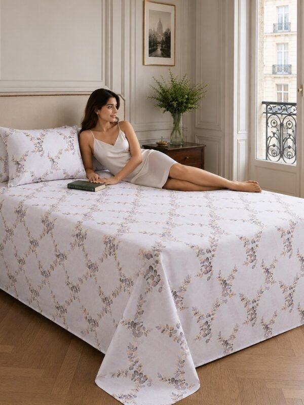 Restore Gulmohar-Timeless Heritage Collection Queen Size Bedsheet with 2 Pillow Covers