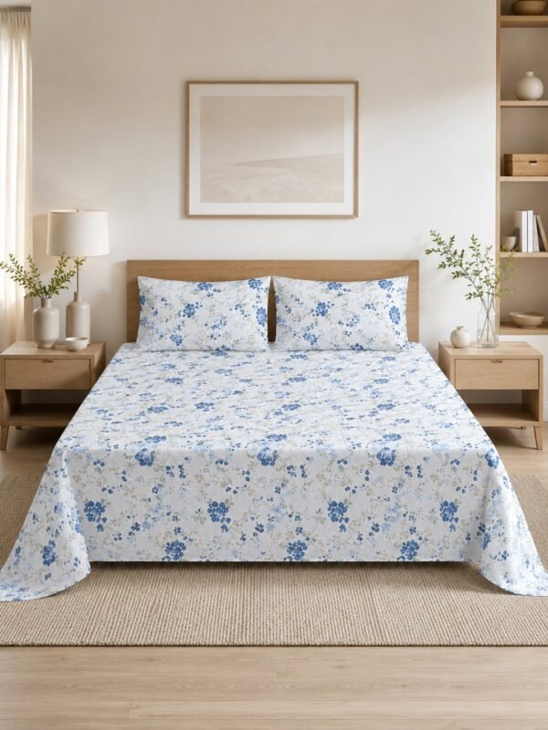 Restore Gulmohar-Timeless Heritage Collection Queen Size Bedsheet with 2 Pillow Covers