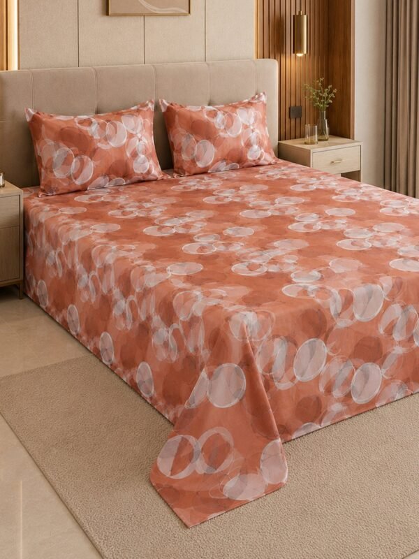 Restore Zinnia-Contemporary Collection Queen Size Bedsheet with 2 Pillow Covers