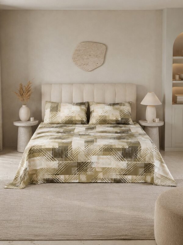 Restore Zinnia-Contemporary Collection Queen Size Bedsheet with 2 Pillow Covers