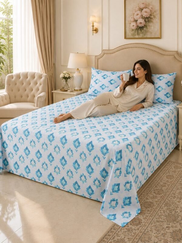 Restore Hibiscus-Bohemian Heritage Collection Queen Size Bedsheet with 2 Pillow Covers