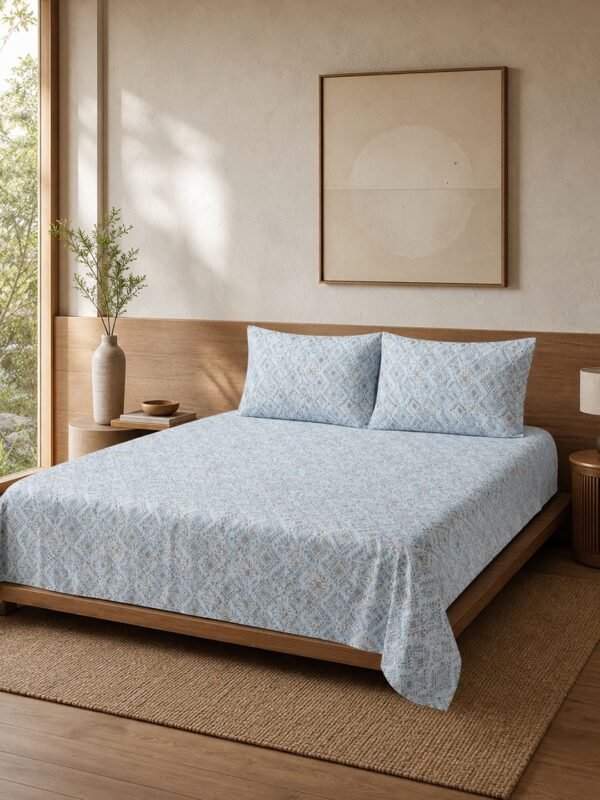 Restore Aaranya-Botanical Minimalist Collection King Size Bedsheet with 2 Pillow Covers