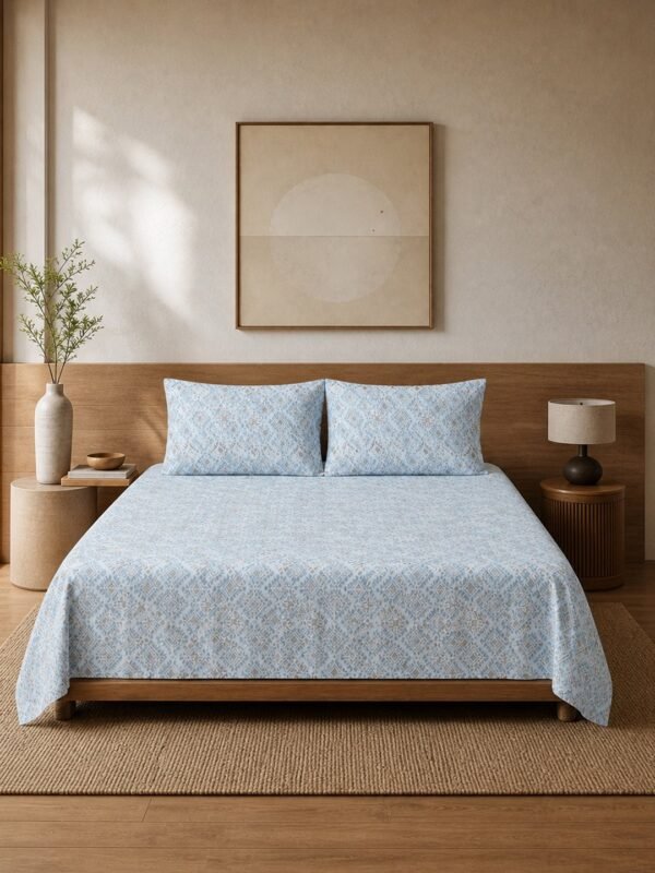 Restore Aaranya-Botanical Minimalist Collection King Size Bedsheet with 2 Pillow Covers
