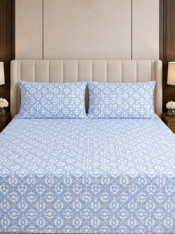 Restore Aaranya-Botanical Minimalist Collection King Size Bedsheet with 2 Pillow Covers