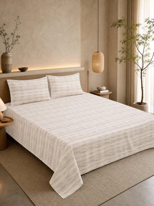 890101234516_1.jpg Restore Aaranya-Botanical Minimalist Collection King Size Bedsheet with 2 Pillow Covers