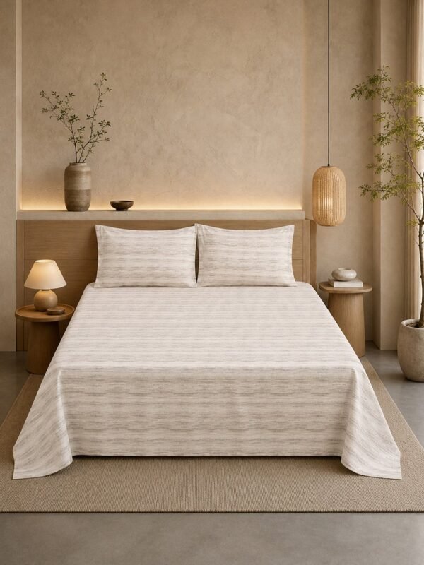 Restore Aaranya-Botanical Minimalist Collection King Size Bedsheet with 2 Pillow Covers