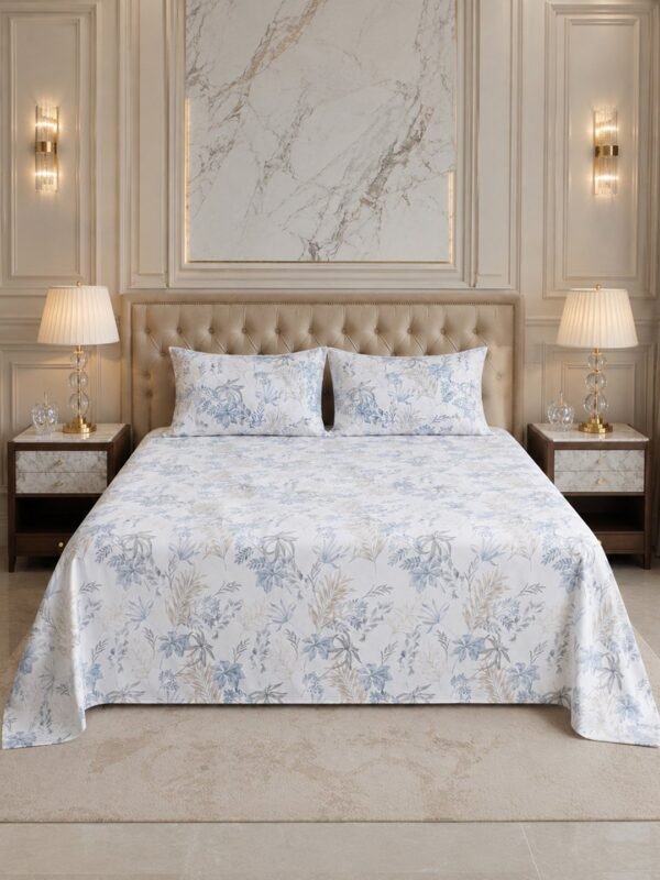 Restore Aaranya-Botanical Minimalist Collection King Size Bedsheet with 2 Pillow Covers