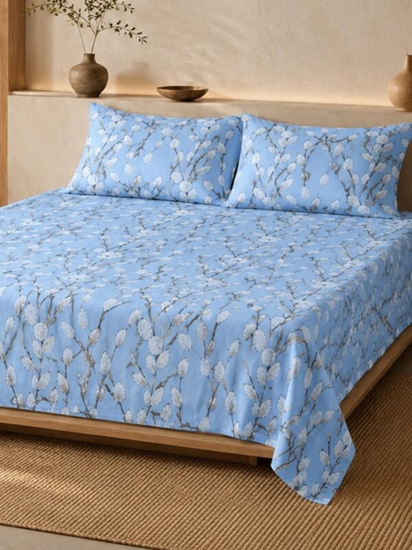 Restore Camellia-Abstract Elegance Collection Queen Size Bedsheet with 2 Pillow Covers