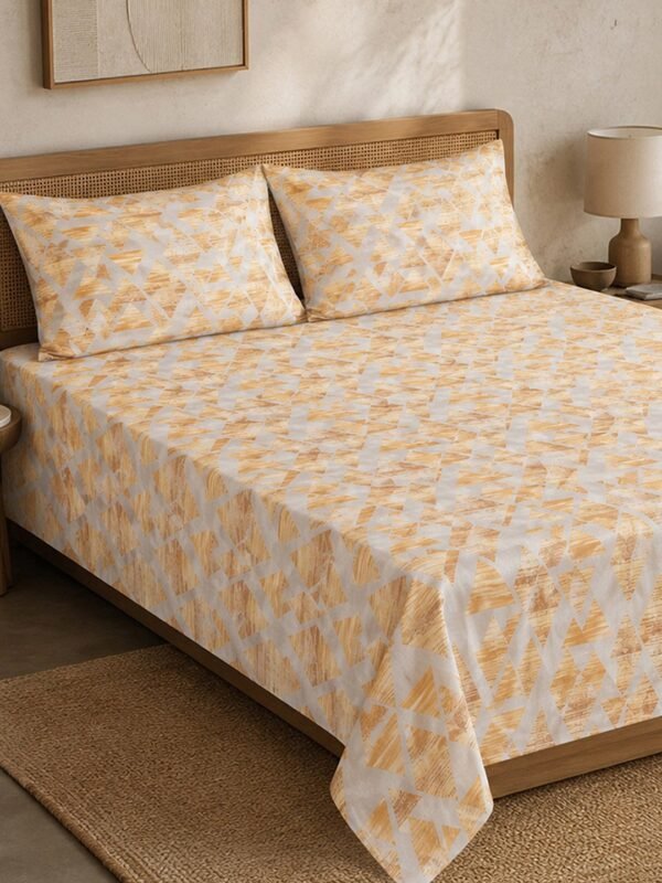 Restore Camellia-Abstract Elegance Collection Queen Size Bedsheet with 2 Pillow Covers